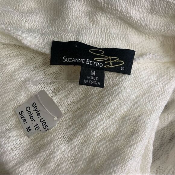 🆕 Suzanne Betro White Lace Accent Open Cardigan - Picture 5 of 10